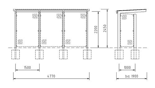 Bauzeichnung einer Wartehalle der Reihe "WH 9"