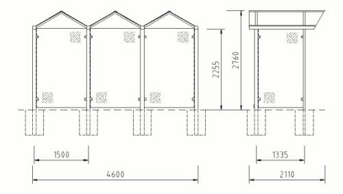 Bauzeichnung einer Wartehalle der Reihe "WH 1"