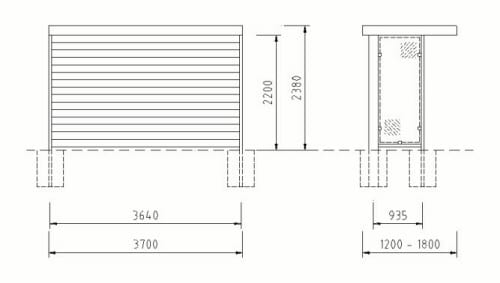 Bauzeichnung einer Wartehalle der Reihe "WH 8"